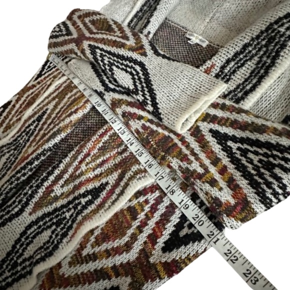 Woven Heart Women's L Tan & Brown Sleeved Boho Open Front Knit Cardigan Sweater - Picture 10 of 15
